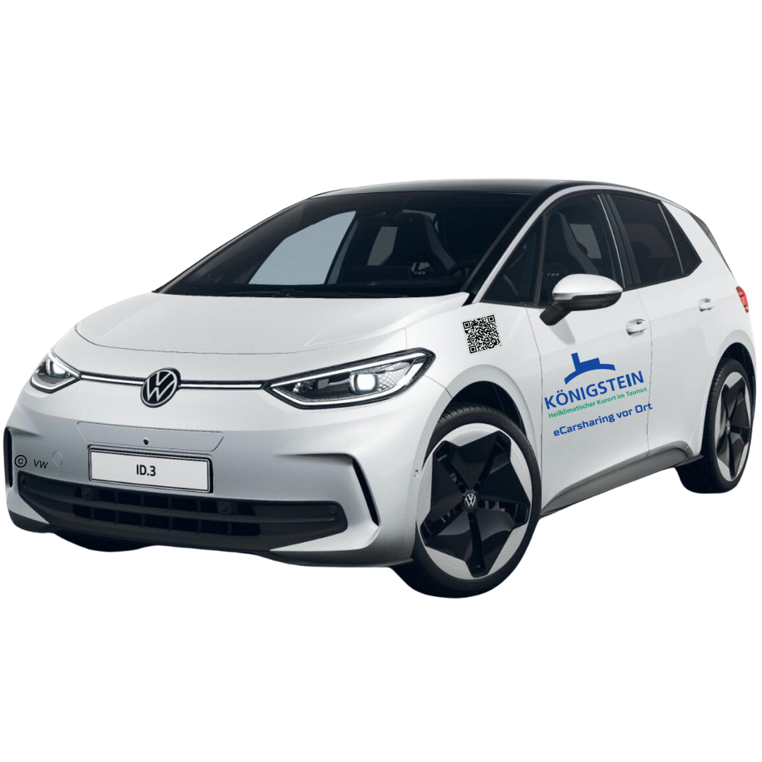 Weißer VW ID.3 mit Königstein im Taunus Logo.
