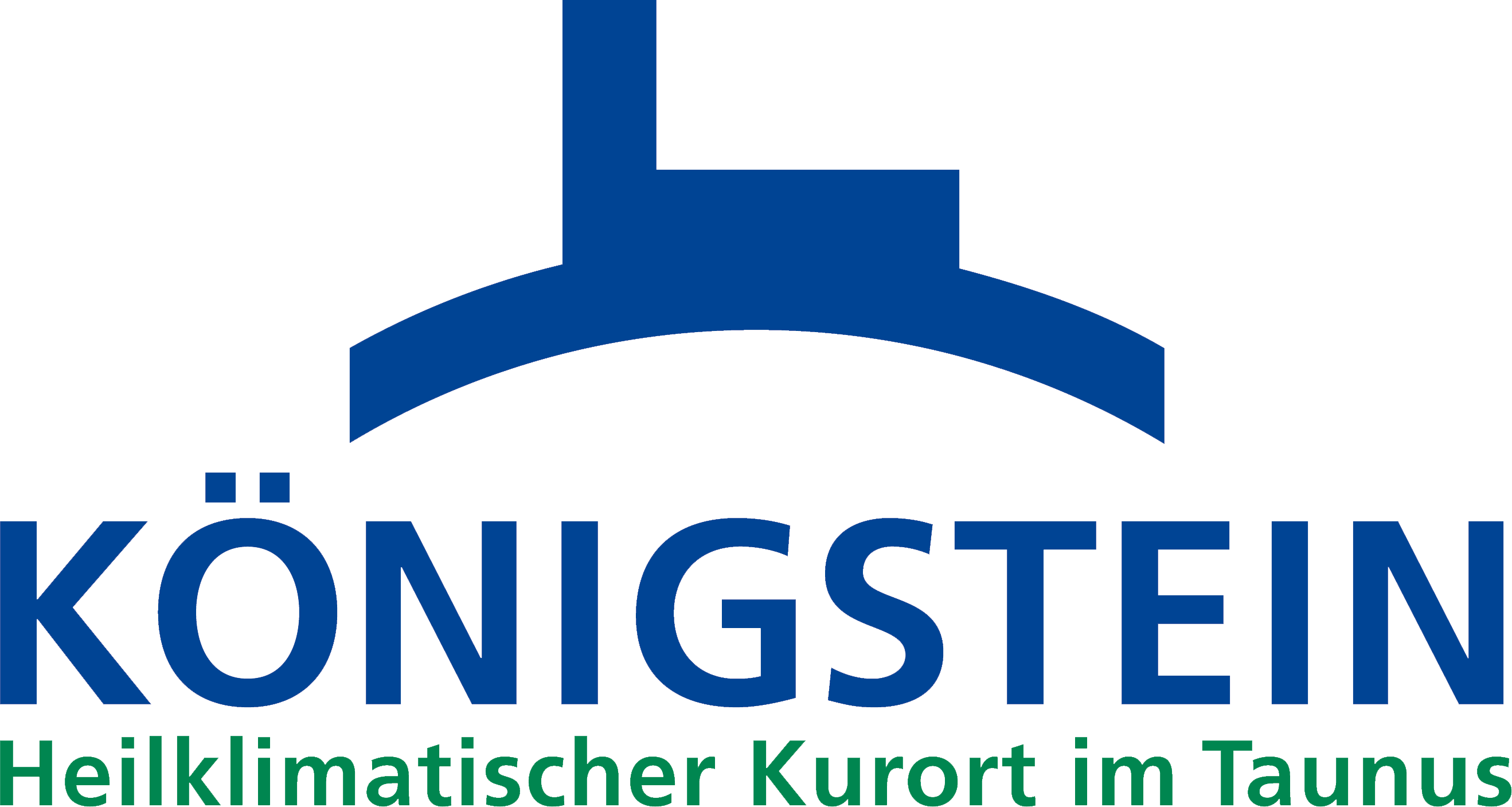 Logo von Königstein mit stilisierter blauer Burg und Text: Heilklimatischer Kurort im Taunus.