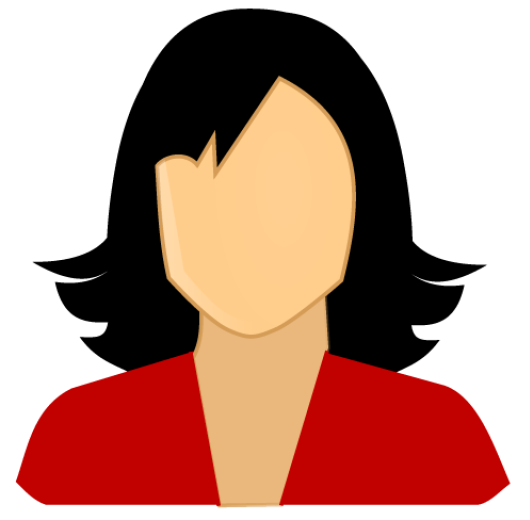 Illustration einer anonymen Benutzer-Avatarin mit schwarzem Haar und rotem Oberteil.