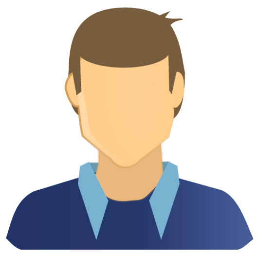 Illustration eines anonymen Benutzer-Avatars mit braunen Haaren und blauem Hemd.